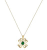 .38CT DIAMOND & AAA EMERALD 14K YELLOW GOLD 3D FILIGREE FLOWER FLOATING PENDANT