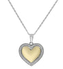 ESTATE .19CT DIAMOND 14KT WHITE AND YELLOW GOLD 3D CLASSIC HEART LOVE PENDANT