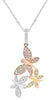 ESTATE .49CT DIAMOND 14KT WHITE YELLOW & ROSE GOLD 3D BUTTERFLY LOVE PENDANT