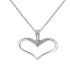ESTATE .04CT DIAMOND 14KT WHITE GOLD 3D CLASSIC OPEN HEART LOVE PENDANT