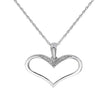 ESTATE .04CT DIAMOND 14KT WHITE GOLD 3D CLASSIC OPEN HEART LOVE PENDANT