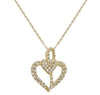 ESTATE .25CT DIAMOND 14KT YELLOW GOLD 3D DOUBLE HEART LOVE KNOT PENDANT
