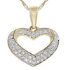 ESTATE .14CT DIAMOND 14KT YELLOW GOLD DOUBLE ROW CLASSIC OPEN HEART LOVE PENDANT