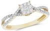 ESTATE .38CT DIAMOND 14KT YELLOW GOLD 3D CLUSTER SQUARE INFINITY LOVE RING