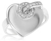 ESTATE .13CT DIAMOND 14KT WHITE GOLD 3D HEART SHAPE LOVE KNOT LOVE RING