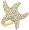ESTATE WIDE 1.32CT DIAMOND 14KT YELLOW GOLD 3D CLASSIC STARFISH FUN RING