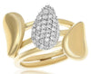 ESTATE .40CT DIAMOND 14KT 2 TONE GOLD 3D PEAR SHAPE CLUSTER CRISS CROSS FUN RING