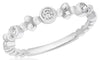 ESTATE .15CT DIAMOND 14KT WHITE GOLD 3D ROUND BEZEL BEADED FLOWER FUN RING