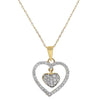 .33CT DIAMOND 14KT TWO TONE GOLD 3D CLASSIC OPEN PUFF DOUBLE HEART LOVE PENDANT