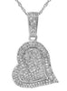 ESTATE .50CT DIAMOND 14KT WHITE GOLD 3D SIDEWAYS HEART LOVE PENDANT