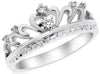 ESTATE .10CT DIAMOND 14KT WHITE GOLD 3D SIX STONE CROWN FUN RING