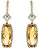 8.16CT DIAMOND & AAA CITRINE 14KT YELLOW GOLD CUSHION & ROUND HANGING EARRINGS