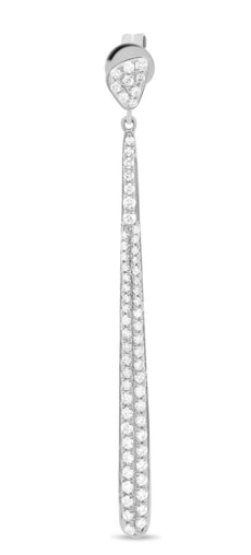 ESTATE 0.87CT DIAMOND 14KT WHITE GOLD 3D DOUBLE BAR ELONGATED HANGING EARRINGS