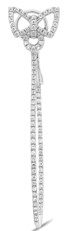 ESTATE .70CT DIAMOND 14KT WHITE GOLD 3D INSIDE OUT BOW TIE HOOP HANGING EARRINGS