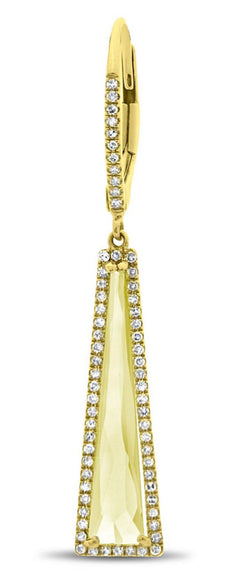 2.24CT DIAMOND & CITRINE 14KT YELLOW GOLD TRIANGULAR LEVERBACK HANGING EARRINGS