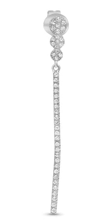 ESTATE .24CT DIAMOND 14KT WHITE GOLD CLASSIC MULTI FLOWER BAR HANGING EARRINGS