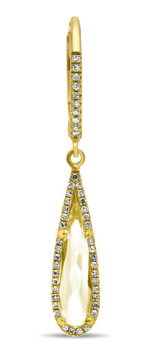 1.8CT DIAMOND & AAA CITRINE 14K YELLOW GOLD TEAR DROP LEVERBACK HANGING EARRINGS
