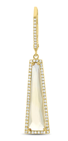5.94CT DIAMOND & WHITE TOPAZ 14K YELLOW GOLD TRILLION ELONGATED HANGING EARRINGS