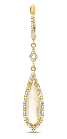 4.8CT DIAMOND & AAA CITRINE 14K YELLOW GOLD TEAR DROP LEVERBACK HANGING EARRINGS