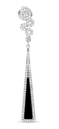 .94CT DIAMOND & AAA BLACK ONYX 14K WHITE GOLD TRILLION CIRCULAR HANGING EARRINGS