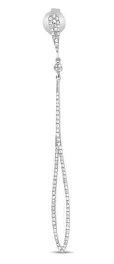 ESTATE .45CT DIAMOND 14KT WHITE GOLD ROUND TEAR DROP ELONGATED HANGING EARRINGS