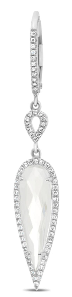 4.67CT DIAMOND & AAA TOPAZ 14KT WHITE GOLD TEAR DROP LEVERBACK HANGING EARRINGS