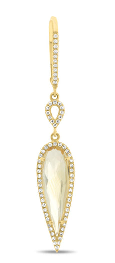3.81CT DIAMOND & CITRINE 14KT YELLOW GOLD TEAR DROP LEVERBACK HANGING EARRINGS