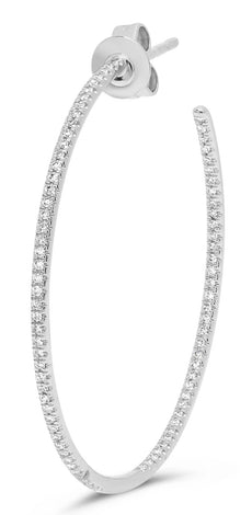 ESTATE LARGE .36CT DIAMOND 14KT WHITE GOLD 3D CLASSIC FUN HOOP HANGING EARRINGS