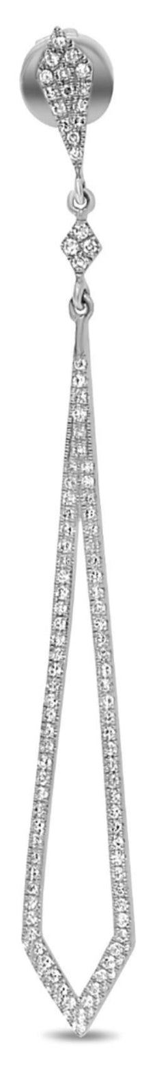 ESTATE .44CT DIAMOND 14KT WHITE GOLD 3D ELONGATED TEAR DROP HANGING EARRINGS