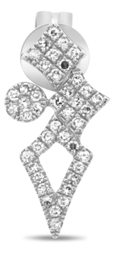 ESTATE .19CT DIAMOND 14KT WHITE GOLD 3D MULTI SHAPE CLUSTER FUN HANGING EARRINGS