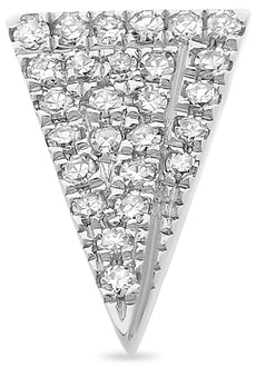 .14CT DIAMOND 14KT WHITE GOLD 3D CLASSIC TRIANGULAR PAVE CLUSTER STUD EARRINGS