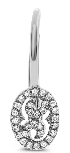 ESTATE .14CT DIAMOND 14KT WHITE GOLD 3D OVAL X LOVE LEVERBACK HANGING EARRINGS