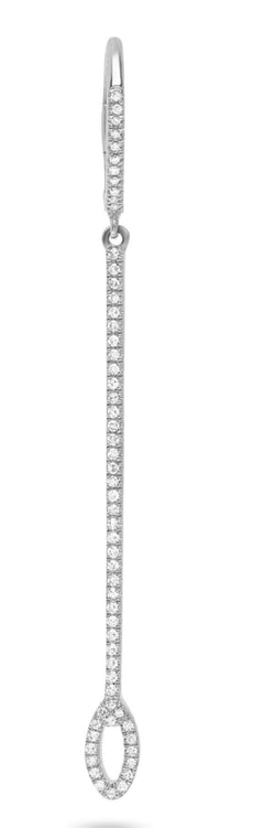ESTATE .31CT DIAMOND 14KT WHITE GOLD CLASSIC OVAL BAR LEVERBACK HANGING EARRINGS