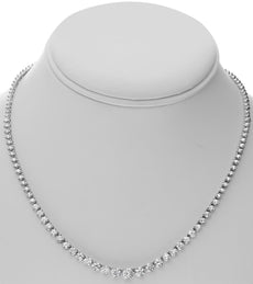9.05CT DIAMOND 14KT WHITE GOLD 3D CLASSIC ROUND 3 PRONG ETERNITY TENNIS NECKLACE