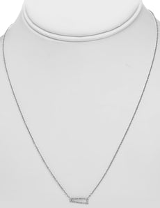 ESTATE .07CT DIAMOND 14KT WHITE GOLD 3D CLASSIC RECTANGULAR FUN NECKLACE
