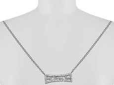 ESTATE .13CT DIAMOND 14KT WHITE GOLD CLASSIC BOW FILIGREE FUN NECKLACE