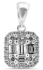 .29CT DIAMOND 14K WHITE GOLD 3D ROUND & BAGUETTE CLUSTE OCTAGON FLOATING PENDANT