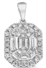 .92CT DIAMOND 14K WHITE GOLD ROUND & BAGUETTE INVISIBLE OCTAGON FLOATING PENDANT