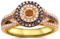 .65CT WHITE & MOCHA DIAMOND 14KT YELLOW & ROSE GOLD SEMI MOUNT ENGAGEMENT RING