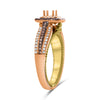 .55CT WHITE & MOCHA DIAMOND 14K ROSE GOLD SQUARE HALO SEMI MOUNT ENGAGEMENT RING