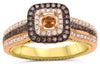 .55CT WHITE & MOCHA DIAMOND 14K ROSE GOLD SQUARE HALO SEMI MOUNT ENGAGEMENT RING