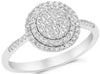 ESTATE WIDE .38CT DIAMOND 14KT WHITE GOLD 3D MULTI ROW ROUND CLUSTER FUN RING