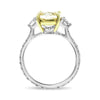 LARGE 4.57CT WHITE & FANCY YELLOW DIAMOND PLATINUM ROUND CUSHION ENGAGEMENT RING