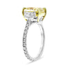 LARGE 4.57CT WHITE & FANCY YELLOW DIAMOND PLATINUM ROUND CUSHION ENGAGEMENT RING