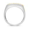 ESTATE WIDE .60CT DIAMOND 14KT WHITE GOLD 3D RECTANGULAR MATTE & SHINY MENS RING