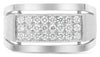 ESTATE WIDE .60CT DIAMOND 14KT WHITE GOLD 3D RECTANGULAR MATTE & SHINY MENS RING