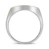 ESTATE WIDE .18CT DIAMOND 14KT WHITE GOLD 3D RECTANGULAR MATTE & SHINY MENS RING