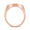 ESTATE WIDE .18CT DIAMOND 14KT ROSE GOLD 3D RECTANGULAR MATTE & SHINY MEN'S RING