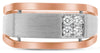 ESTATE WIDE .18CT DIAMOND 14KT ROSE GOLD 3D RECTANGULAR MATTE & SHINY MEN'S RING