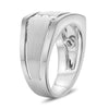 .15CT DIAMOND 14KT WHITE GOLD MATTE & SHINY RECTANGULAR 3 STONE MEN'S RING